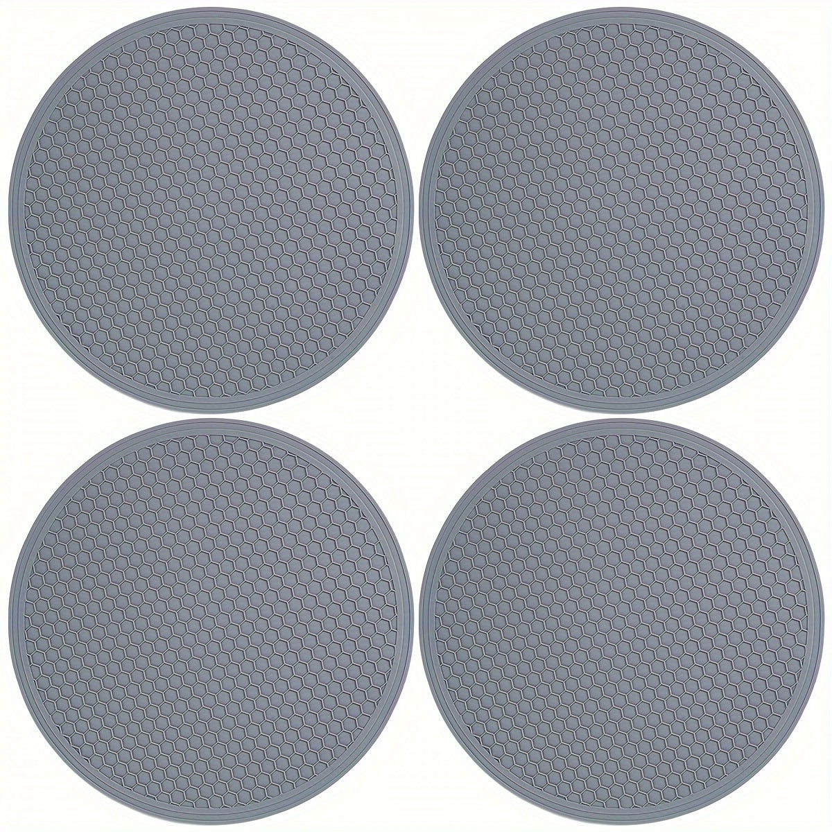 [4pcs Silicone Insulation Pads] 4pcs Food Grade Silicone Honeycomb Insulation Pads | Large Size Multifunctional Pot, Bowl & Tableware Drying Pads | Microwave Anti-Scalding Kitchen Accessories in 4 Colors