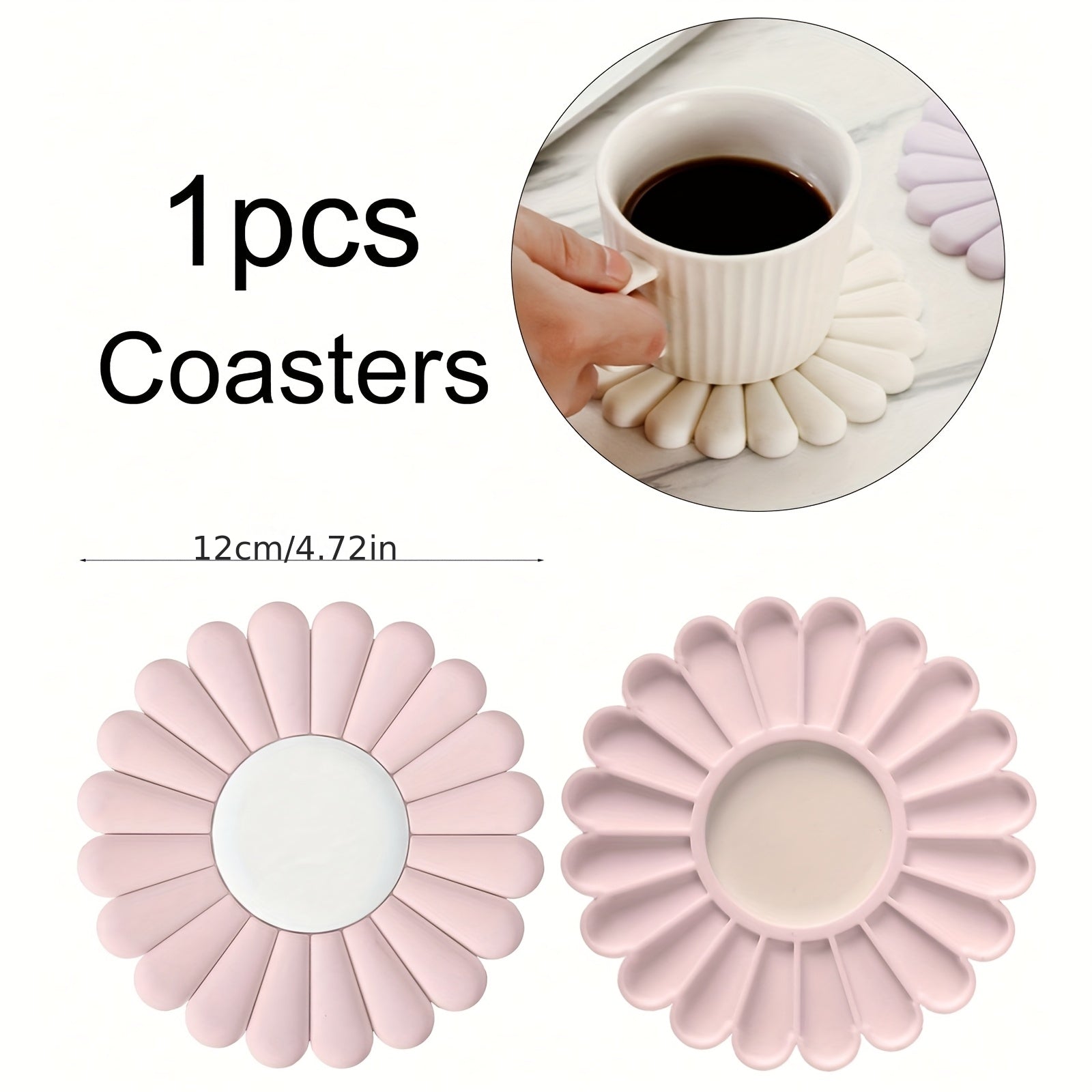 1pc Silicone Trivet Mat | Non-Slip & Heat Resistant, Modern Daisy Flower Design, Easy Clean Coasters & Pot Holders for Kitchen Countertop, Ideal for Hot Dishes, Pots & Pans Holder