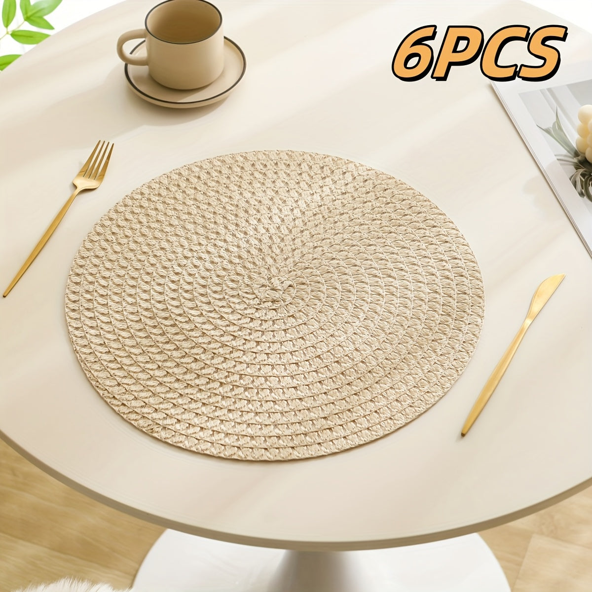 [Linen Placemats] 2/4/6pcs Linen Placemats Spring Summer Place Mats Heat-Resistant Washable Table Mats Tableware Pads Plate Mats Placemats Home Decor