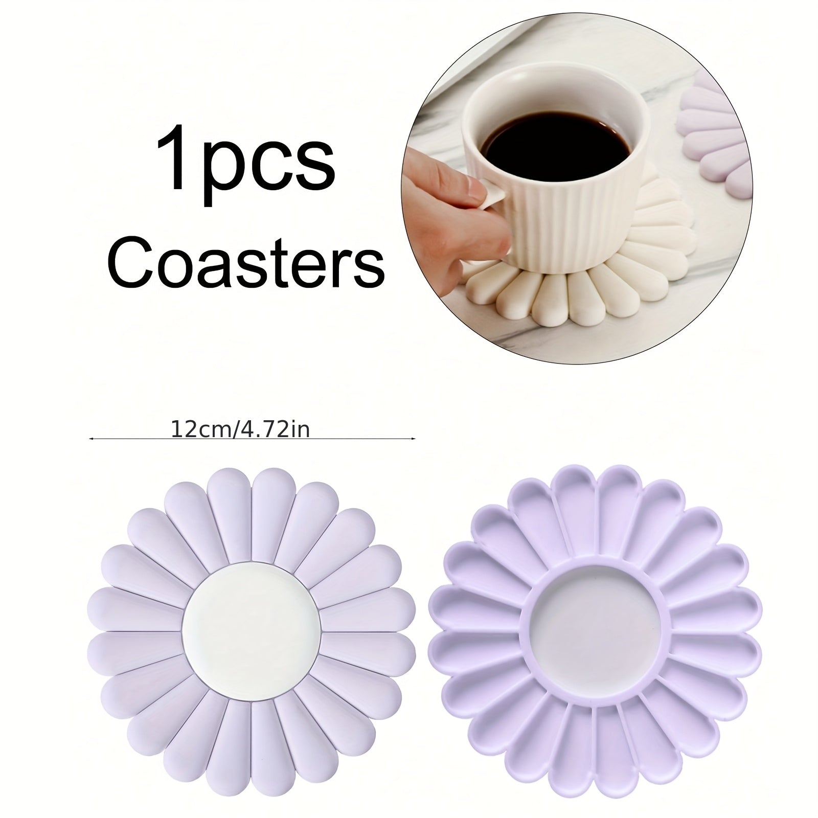 1pc Silicone Trivet Mat | Non-Slip & Heat Resistant, Modern Daisy Flower Design, Easy Clean Coasters & Pot Holders for Kitchen Countertop, Ideal for Hot Dishes, Pots & Pans Holder