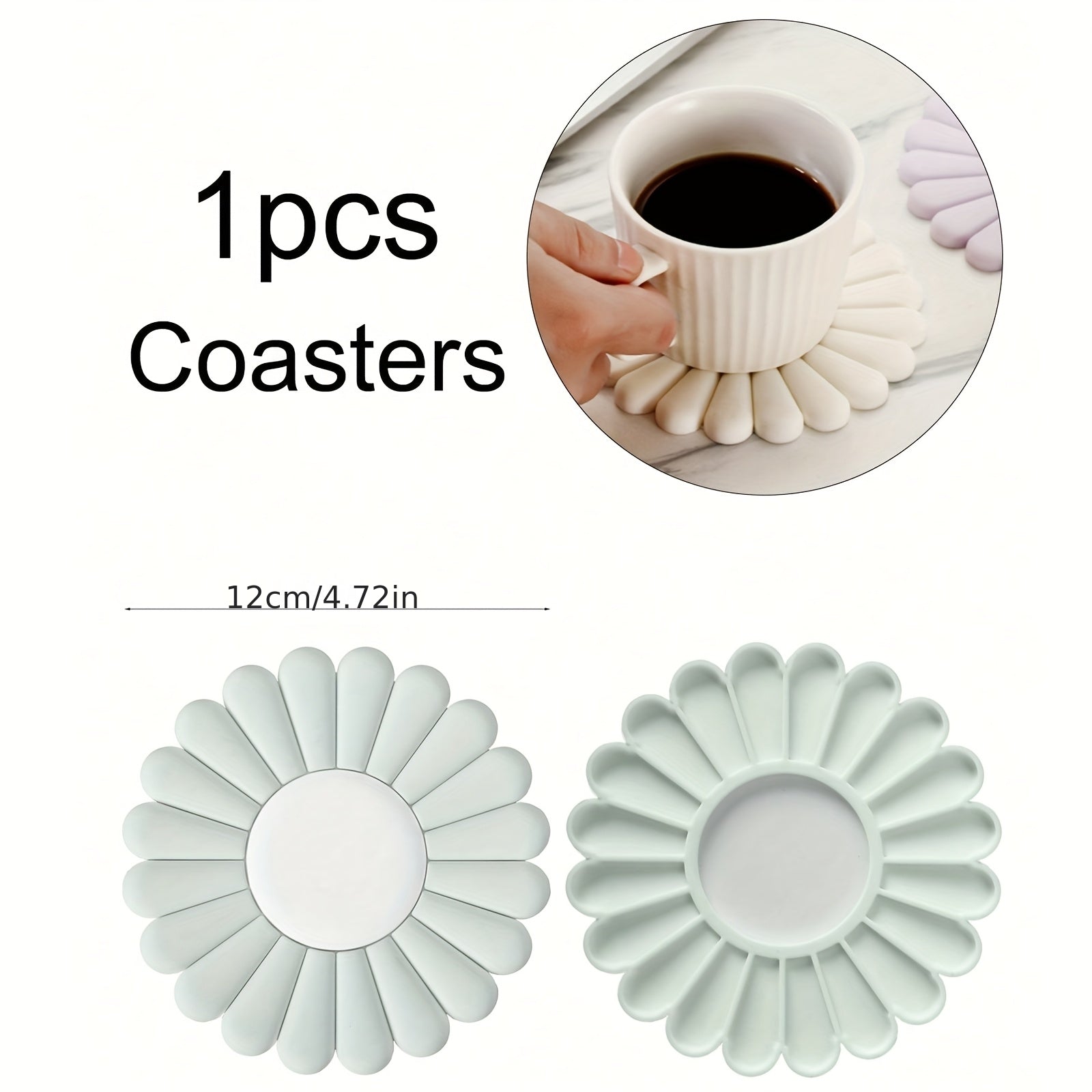 1pc Silicone Trivet Mat | Non-Slip & Heat Resistant, Modern Daisy Flower Design, Easy Clean Coasters & Pot Holders for Kitchen Countertop, Ideal for Hot Dishes, Pots & Pans Holder