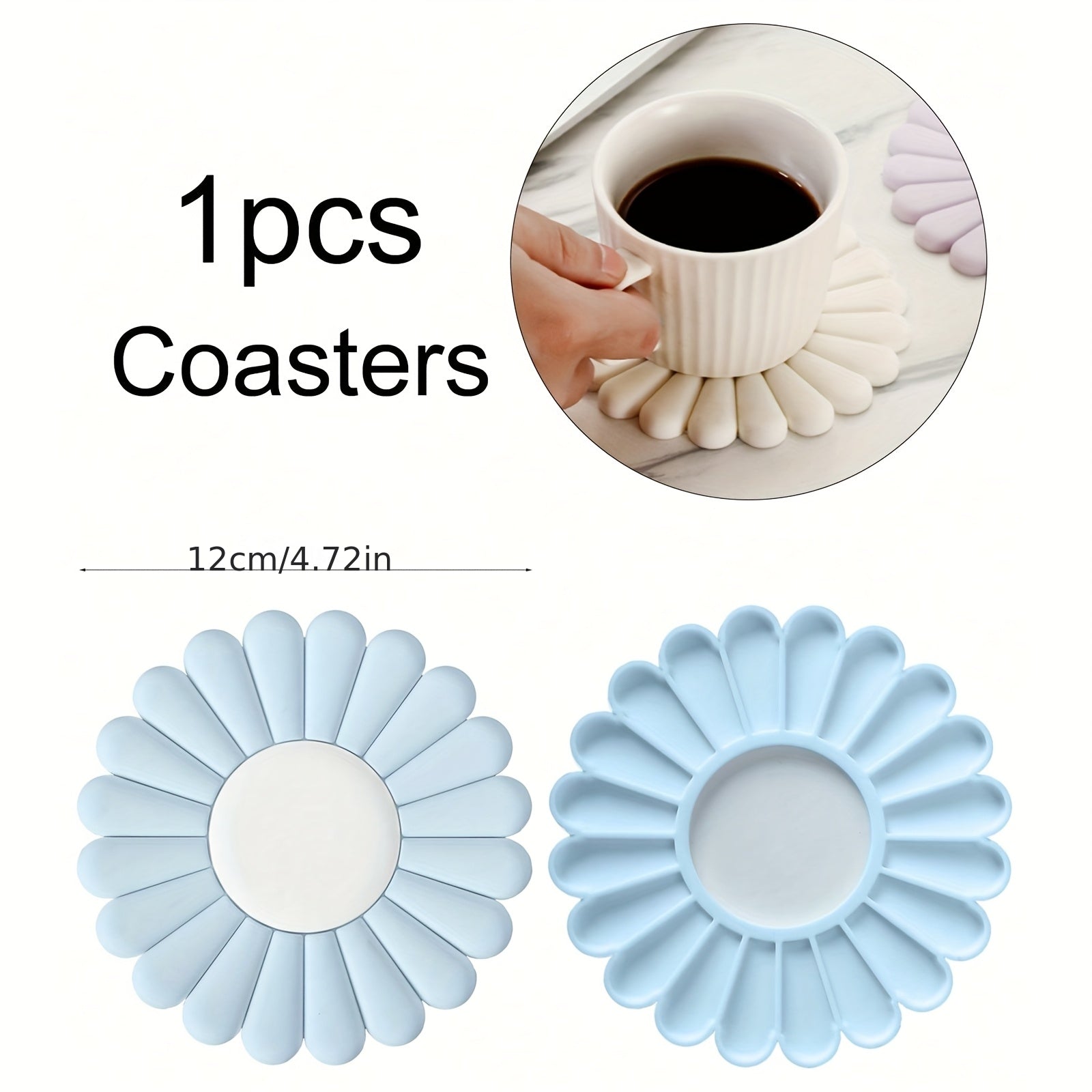 1pc Silicone Trivet Mat | Non-Slip & Heat Resistant, Modern Daisy Flower Design, Easy Clean Coasters & Pot Holders for Kitchen Countertop, Ideal for Hot Dishes, Pots & Pans Holder