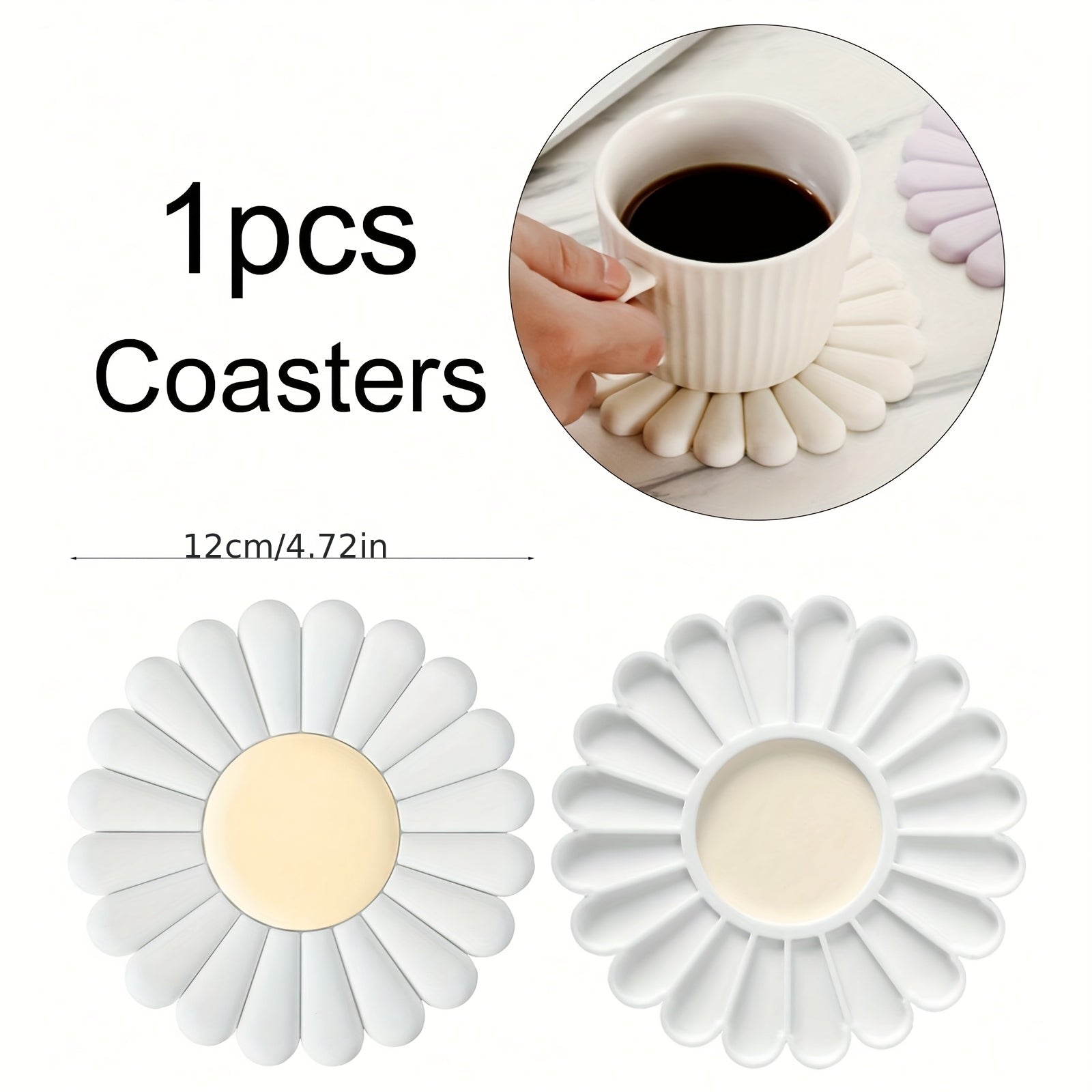1pc Silicone Trivet Mat | Non-Slip & Heat Resistant, Modern Daisy Flower Design, Easy Clean Coasters & Pot Holders for Kitchen Countertop, Ideal for Hot Dishes, Pots & Pans Holder