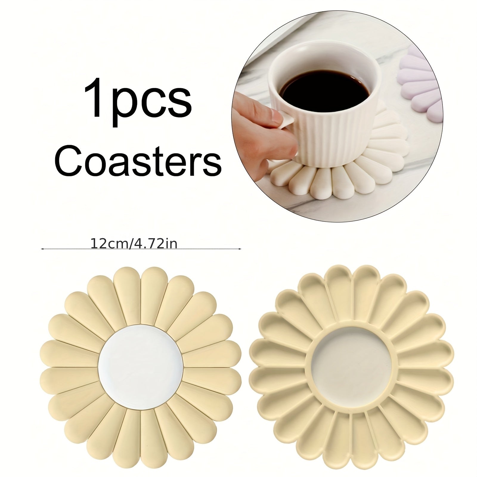 1pc Silicone Trivet Mat | Non-Slip & Heat Resistant, Modern Daisy Flower Design, Easy Clean Coasters & Pot Holders for Kitchen Countertop, Ideal for Hot Dishes, Pots & Pans Holder