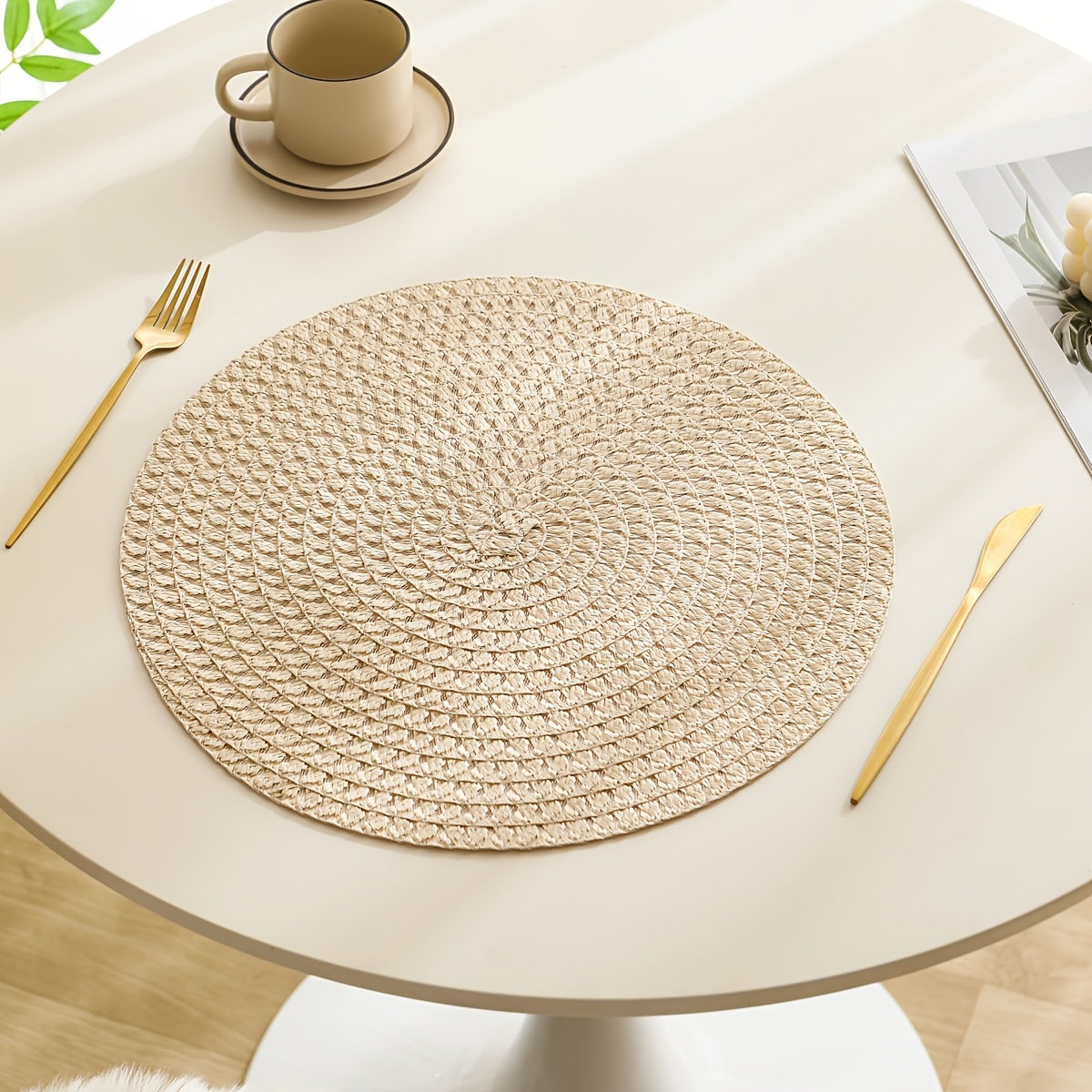 [Linen Placemats] 2/4/6pcs Linen Placemats Spring Summer Place Mats Heat-Resistant Washable Table Mats Tableware Pads Plate Mats Placemats Home Decor
