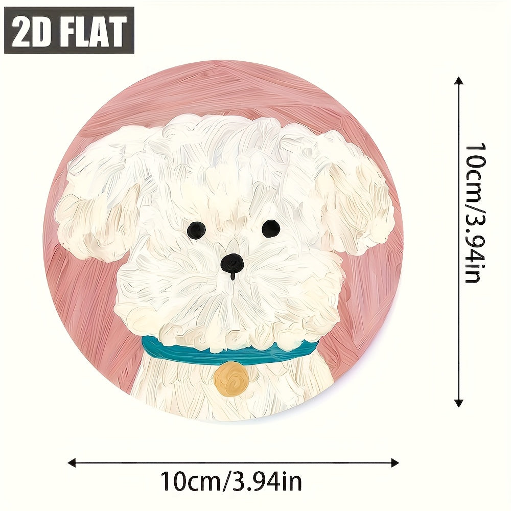A Set of 6 Adorable Round Wooden Coasters Featuring Cute Puppy Designs, Perfect for Coffee Cups, Water Cups, Office Use, And Party Decorations. This Makes an Ideal Holiday Gift for Pet Lovers, Suitable for Homes, Bars, Corporate Gatherings