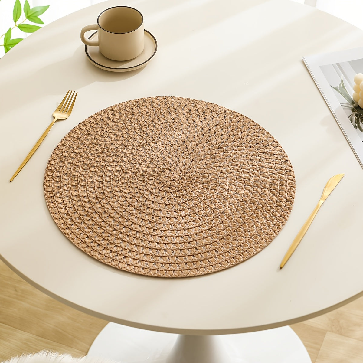 [Linen Placemats] 2/4/6pcs Linen Placemats Spring Summer Place Mats Heat-Resistant Washable Table Mats Tableware Pads Plate Mats Placemats Home Decor