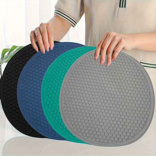 [4pcs Silicone Insulation Pads] 4pcs Food Grade Silicone Honeycomb Insulation Pads | Large Size Multifunctional Pot, Bowl & Tableware Drying Pads | Microwave Anti-Scalding Kitchen Accessories in 4 Colors